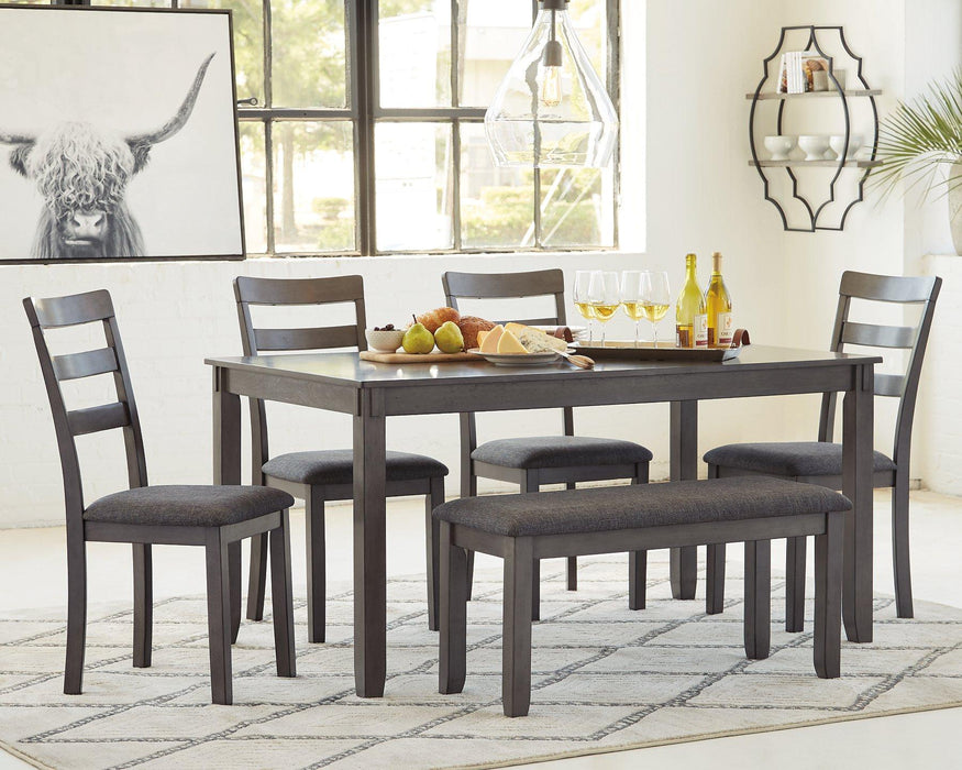 Bridson Dining Table and Chairs with Bench (Set of 6)