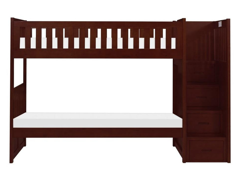 Rowe Bunk Bed w/ Reversible Step Storage in Dark Cherry B2013SBDC-1