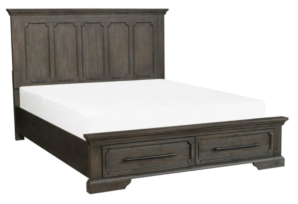 Taulon King Platform Bed with Footboard Storage in Dark Oak 5438K-1EK