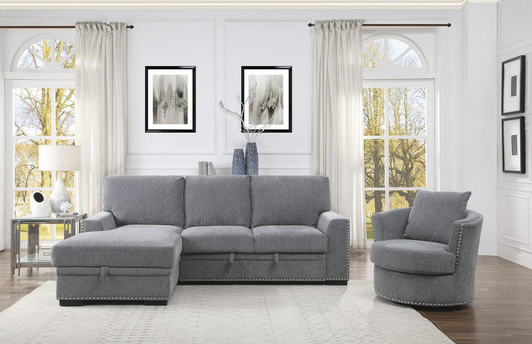 Morelia 2pc Sectional with Pull Out Bed and Left Chaise in Dark Gray 9468DG2LC2R