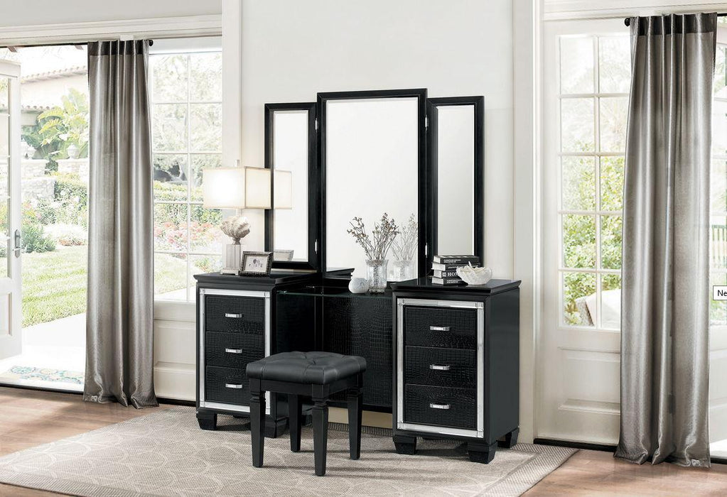 Allura Vanity Dresser with Mirror in Black 1916BK-15