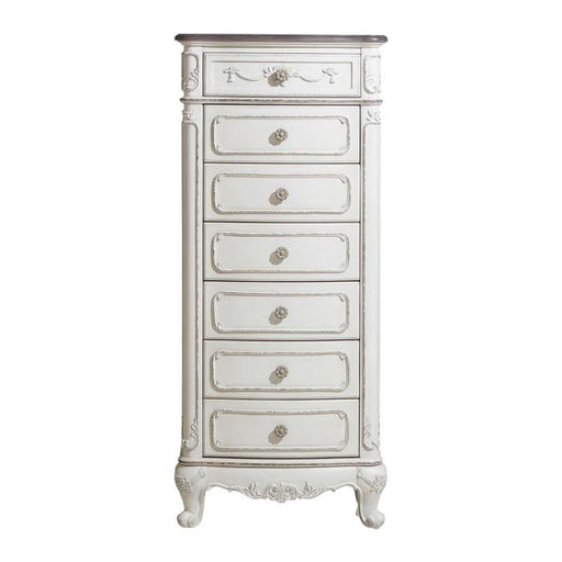 Cinderella 7 Drawer Tall Chest Antique White with Grey Rub-Through 1386NW-12 image