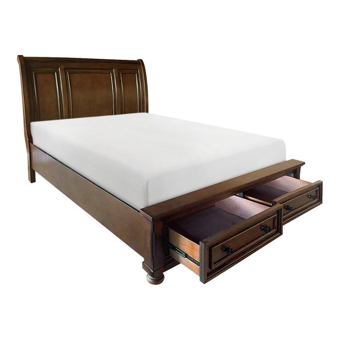 Cumberland (3)California King Sleigh Platform Bed with Footboard Storage