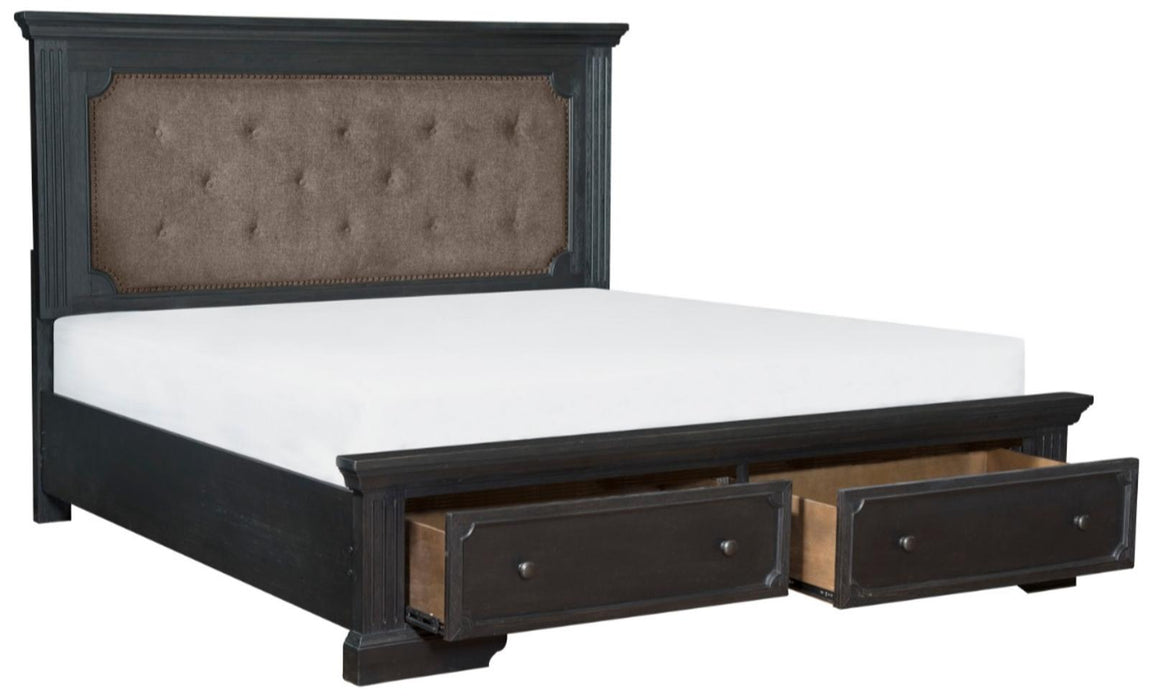 Bolingbrook King Upholstered Storage Platform Bed in Coffee 1647K-1EK