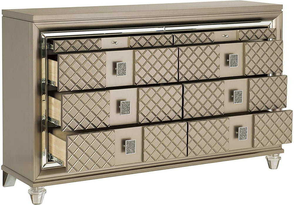 Loudon 8 Drawer Dresser in Champagne Metallic 1515-5