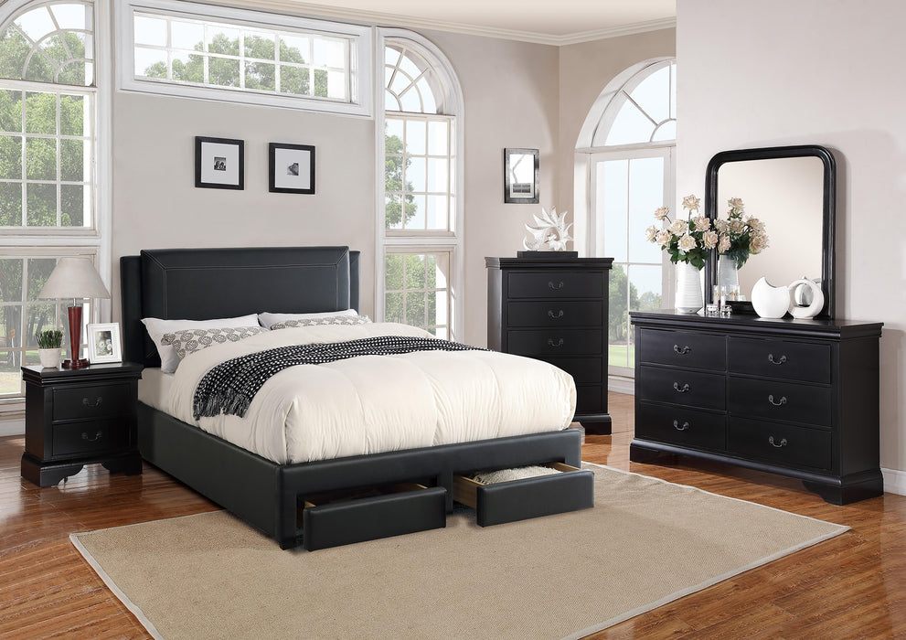 Liihcc Queen Bed/Black Pu in Black / Black image