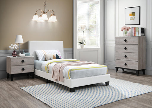 Chyuan Twin Bed-White Pu in Espresso/Espresso image