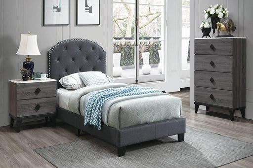 Chyuan Twin Bed/Charcole Burplap in Charcoal / Black image