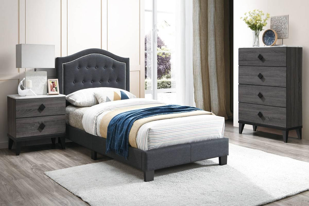 Chyuan Twin Bed/Charcoal Burplap in Charcoal / Black image