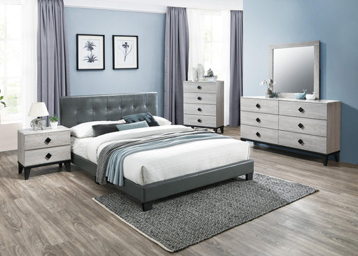 Chyuan Queen Bed/Grey Pu in Grey / Black image