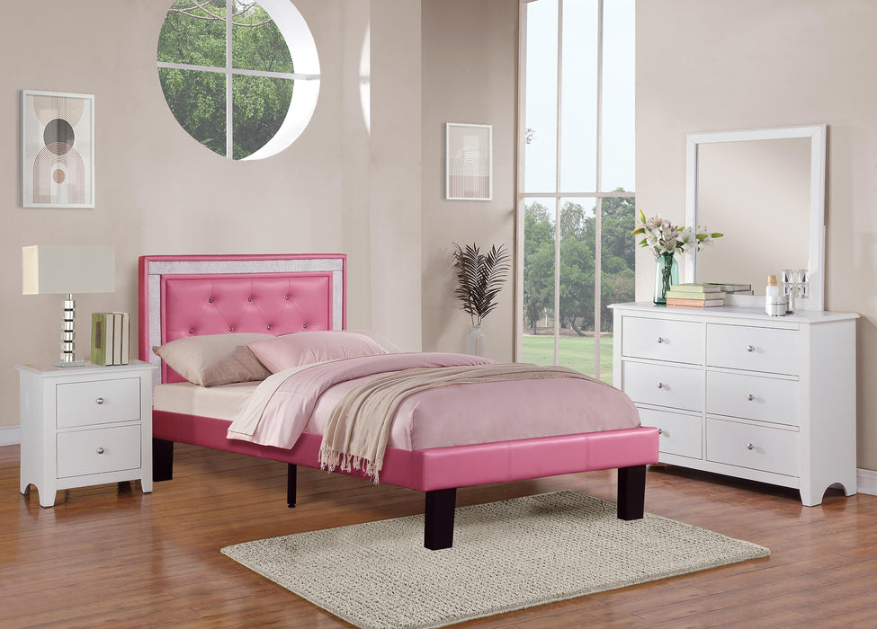 Chyuan Twin Bed/Pu-Pink in Pink / Espresso image