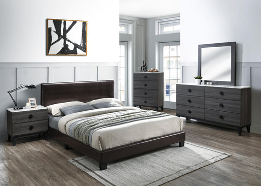 Chyuan Queen Bed-Brown Pu in Espresso/Espresso image