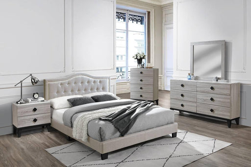 Chyuan Queen Bed/Light Brown Burplap in Light Brown / Black image