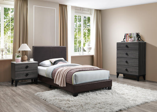 Chyuan Twin Bed-Brown Pu in Espresso/Espresso image