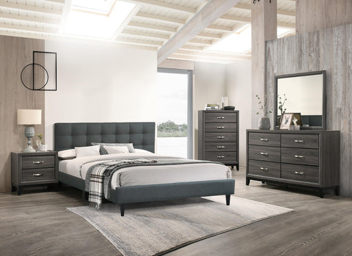 Chyuan Eastern King Bed/Charcoal Fabric in Charcoal/Espresso image