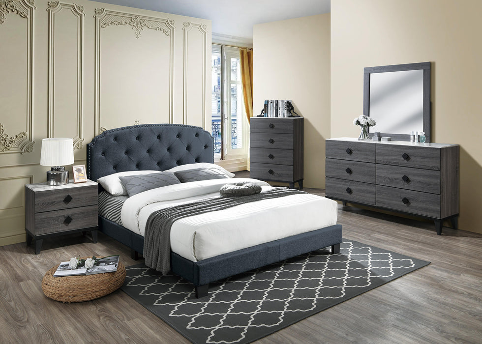 Chyuan Full Bed/Charcole Burplap in Charcoal / Black image