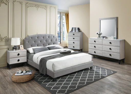 Chyuan Full Bed/Light Grey Burplap in Light Grey / Black image