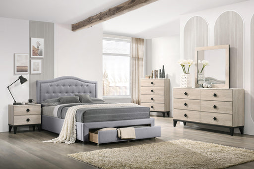 Liihcc Full Bed W/Drawer-Light Grey Burlap in Light Grey / Black image