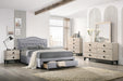 Liihcc Queen Bed W/Drawer-Light Grey Burlap in Light Grey / Black image