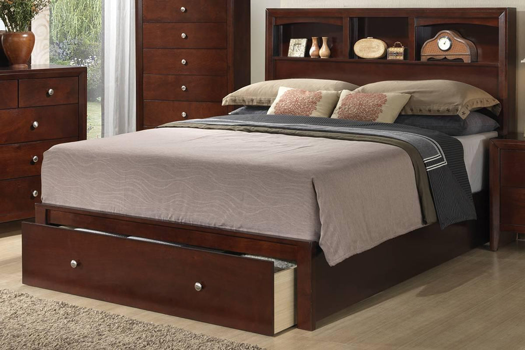 Liihfd Eastern King Bed W. Storage Headboard/Footboard in Brown Cherry image