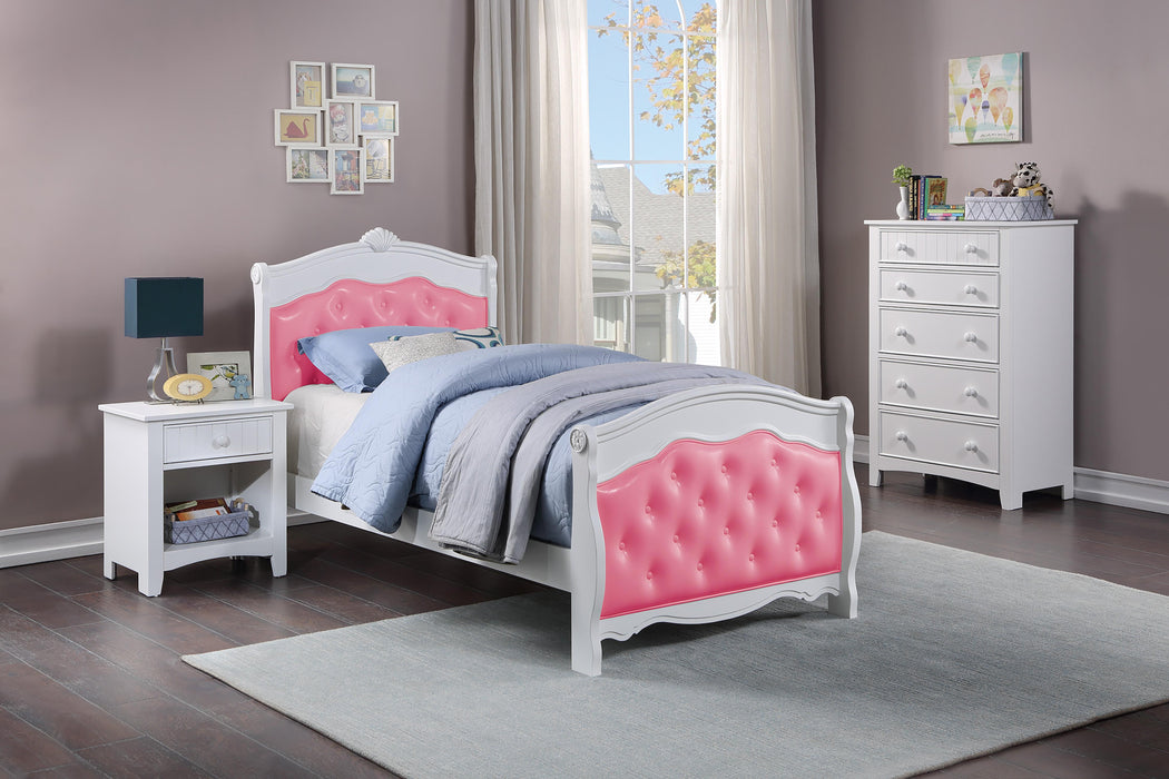 Mcraft Full Bed -White/Pink Pu in White image