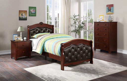 Mcraft Twin Bed-Dark Cherry/Espresso Pu in Cherry image