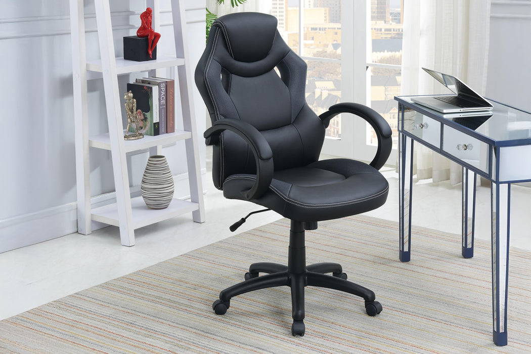 Uefurn Office Chair/Faux Leather in Black+Gray image