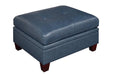 Uefurn Ottoman/ Ink Blue Genuine Leather in Ink Blue image