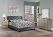 Vphong Full Bed/Nailhead Trim/Fabric-Blue Grey in Blue Grey / Espresso image