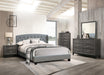 Vphong Queen Bed/Grey Fabric in Grey / Espresso image