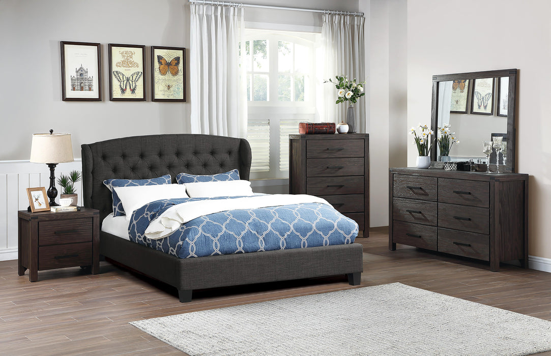 Vphong Eastern King Bed/Charcoal Fabric in Charcoal / Espresso image